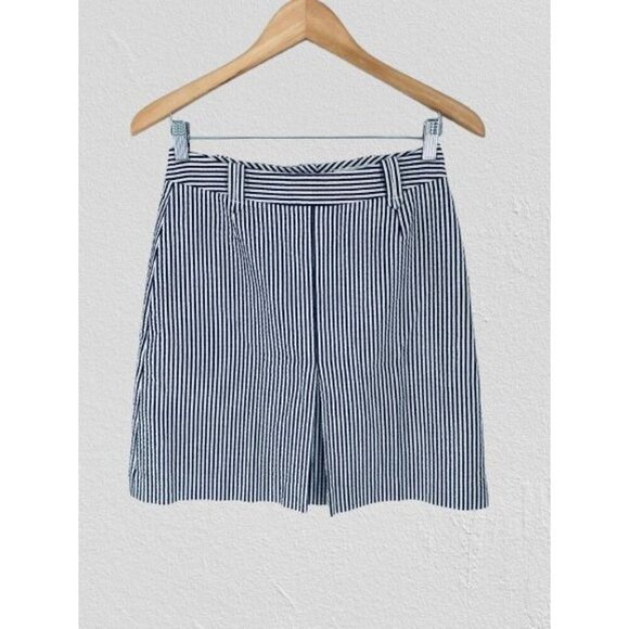 ICE Paris A-Line Skirt Cotton Blue White Stripes & Pockets Y2K Preppy - Picture 1 of 8